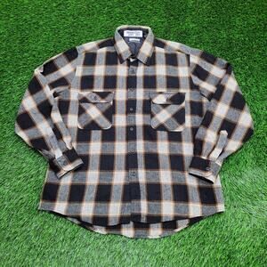 Vintage 90s Field-Master Shadow Plaid Western Shirt Large 23x30 Rugged